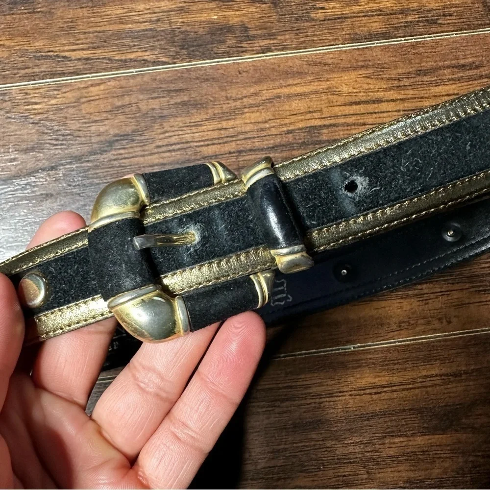 Avignon Black Gold Suede Belt